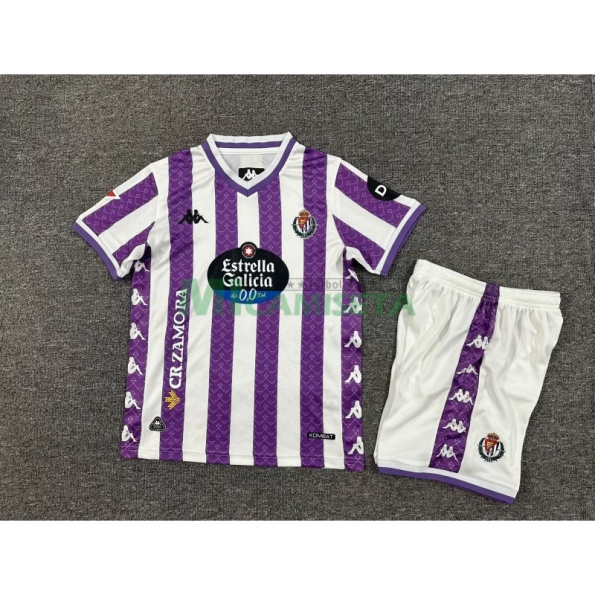 Camiseta Real Valladolid  Primera Equipación 2025/2026 Morado/Blanco Niño Kit con Parche La Liga