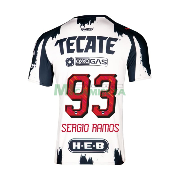 Camiseta SERGIO RAMOS 93 Monterrey Primera Equipación 2025/2026 Blanco/Azul Marino