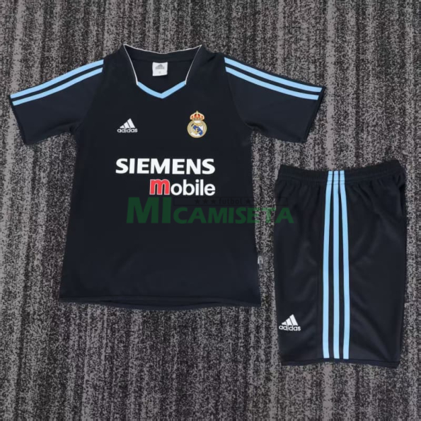 Camiseta Real Madrid Segunda Equipación Retro 2003/04 Negro Niño Kit