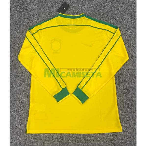 Camiseta Brasil Primera Equipación Retro 1998 ML Amarillo
