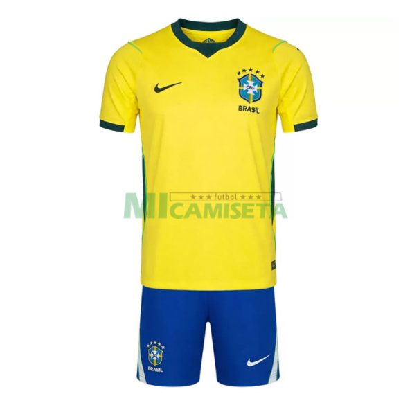 Camiseta Brasil Primera Equipación Mundial 2026 Amarillo Niño Kit