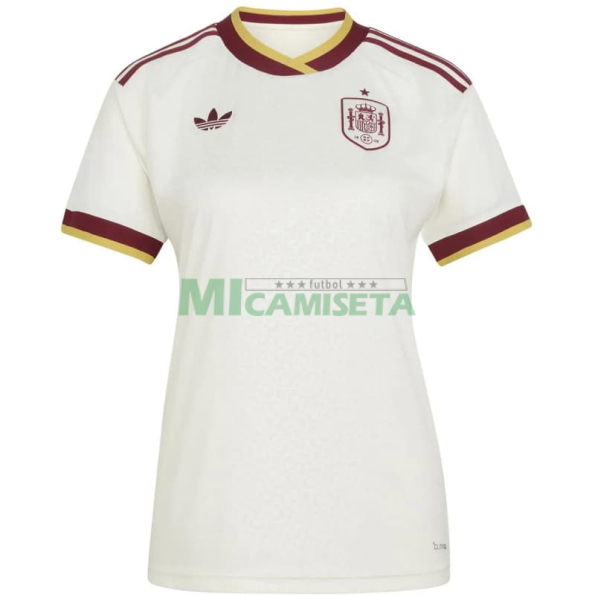 Camiseta España Segunda Equipación Mundial 2026 Blanco/Rojo Mujer
