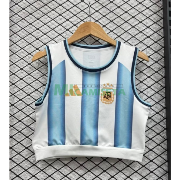 Top corto Argentina Primera Equipación Mundial 2026 Blanco/Azul Mujer