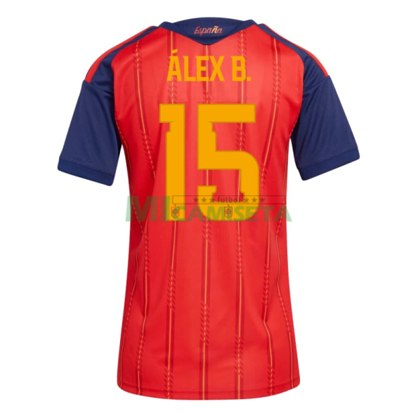 Camiseta Álex B. 15 España Primera Equipación 2026 Rojo/Azul Mujer