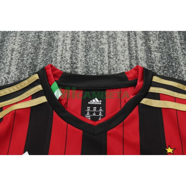 Camiseta AC Milan Primera Equipación Retro 2013/14 ML Rojo/Negro Niño Kit
