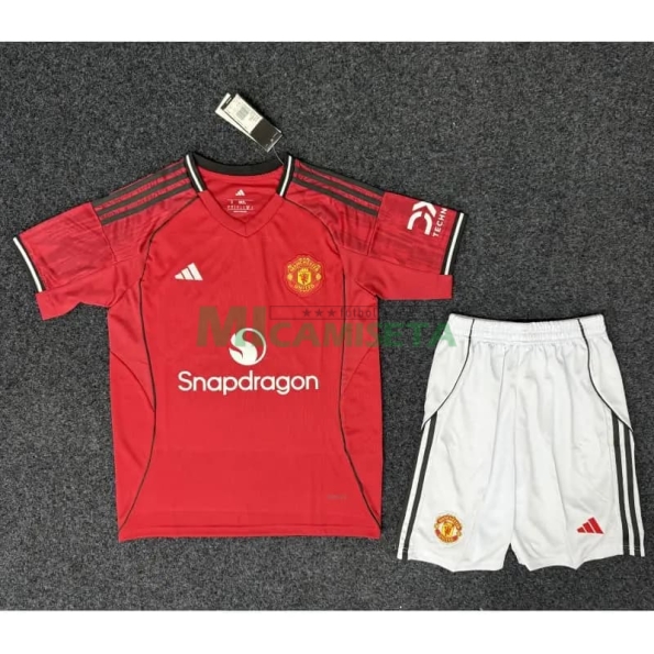 Camiseta Manchester United Primera Equipación 2025/2026 Rojo Niño Kit