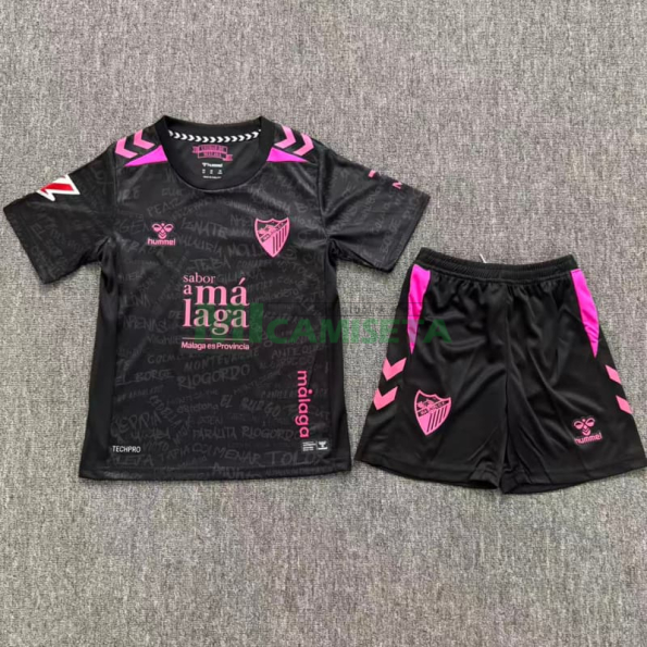Camiseta Málaga CF Tercera Equipación 2026/2027 Negro Niño Kit con Parche La Liga