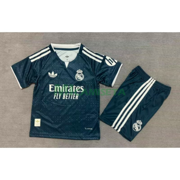 Camiseta Real Madrid Segunda Equipación 2026/2027 Verde Oscuro Niño Kit con Parche HP