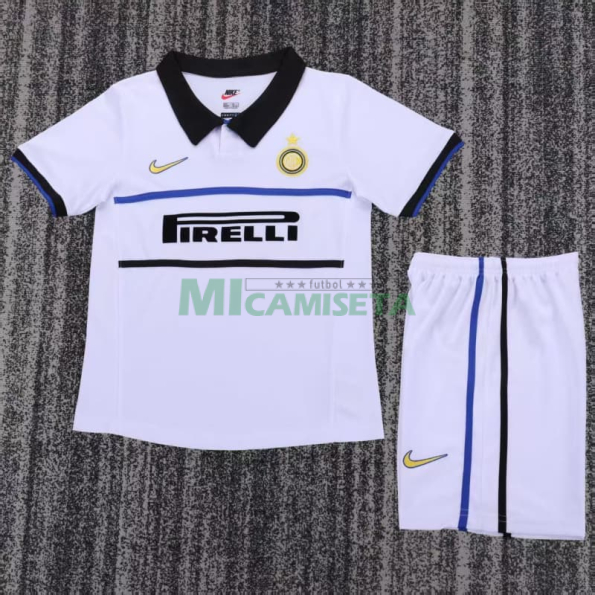 Camiseta Inter de Milan Segunda Equipación Retro 1998/99 Blanco Niño Kit
