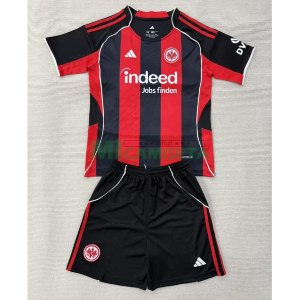 Camiseta Eintracht Fráncfort Primera Equipación 2025/2026 Rojo/Negro Niño Kit