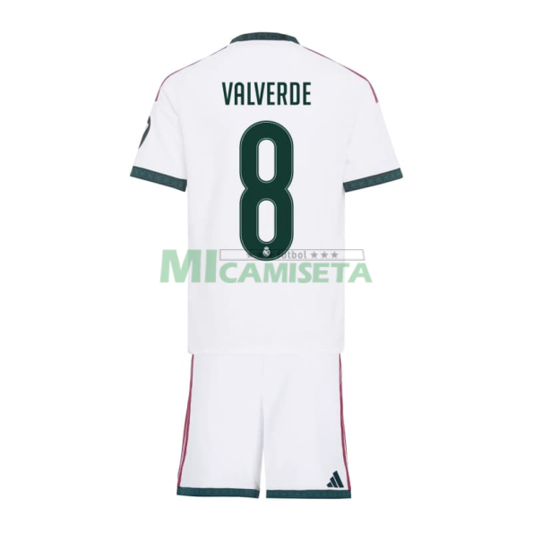 Camiseta VALVERDE 8 Real Madrid Primera Equipación 2026/2027 Blanco Niño Kit con Parche HP