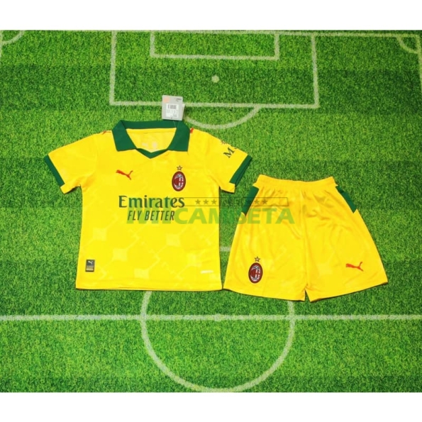 Camiseta AC Milan Tercera Equipación 2025/2026 Amarillo Niño Kit