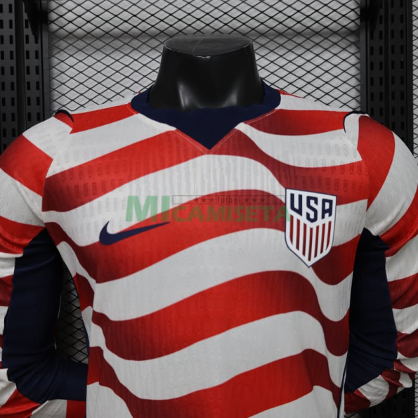 Camiseta EE.UU Primera Equipación Mundial 2026 ML Rojo/Blanco (EDICIÓN JUGADOR)