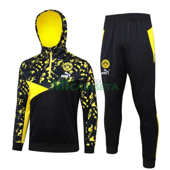 Sudadera de Entrenamiento Borussia Dortmund 2024/2025 Con Capucha Negro/Amarillo con Estampado