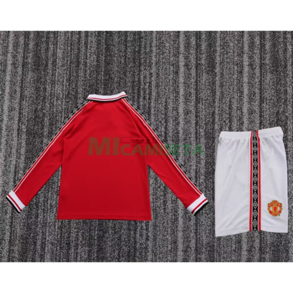 Camiseta Manchester United Primera Equipación Retro 1989/99 ML Rojo Niño Kit