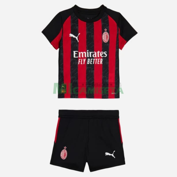 Camiseta AC Milan Primera Equipación 2025/2026 Rojo/Negro Niño Kit
