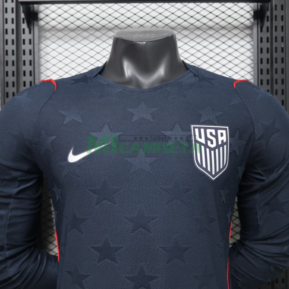 Camiseta EE.UU Segunda Equipación Mundial 2026 ML Negro Obsidiana (EDICIÓN JUGADOR)