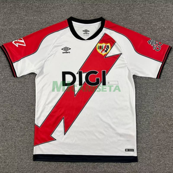 Camiseta Rayo Vallecano Primera Equipación 2025/2026 Blanco/Rojo  con Parche La Liga