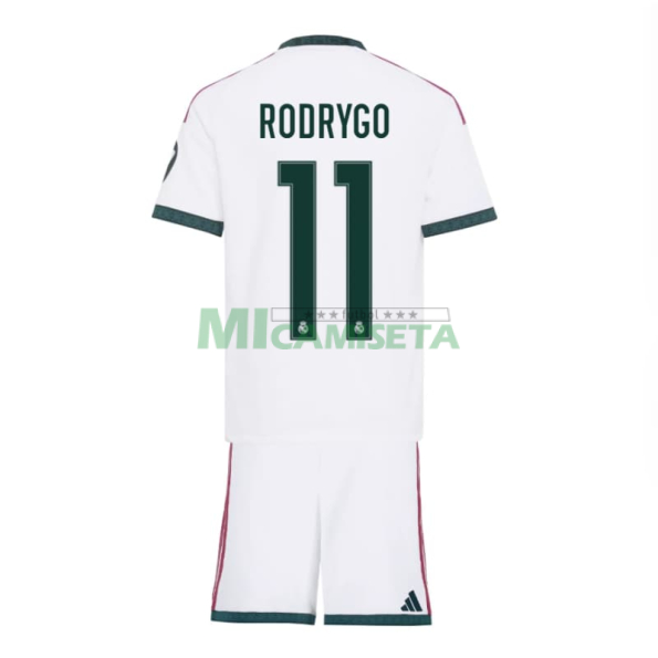 Camiseta RODRYGO 11 Real Madrid Primera Equipación 2026/2027 Blanco Niño Kit con Parche HP