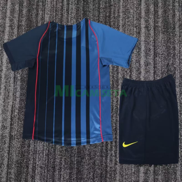 Camiseta Barcelona Segunda Equipación Retro 2004/05 Azul/Azul Marino Niño Kit