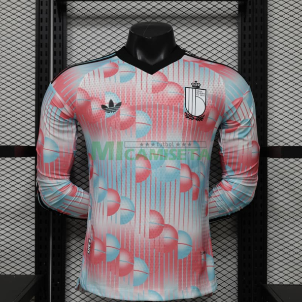Camiseta Bélgica Segunda Equipación Mundial 2026 ML Rosa/Azul Claro (EDICIÓN JUGADOR)