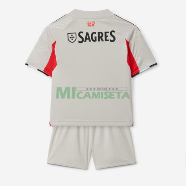 Camiseta Benfica Segunda Equipación 2025/2026 Gris Niño Kit