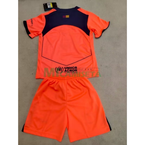 Camiseta Barcelona Tercera Equipación 2025/2026 Naranja Niño Kit