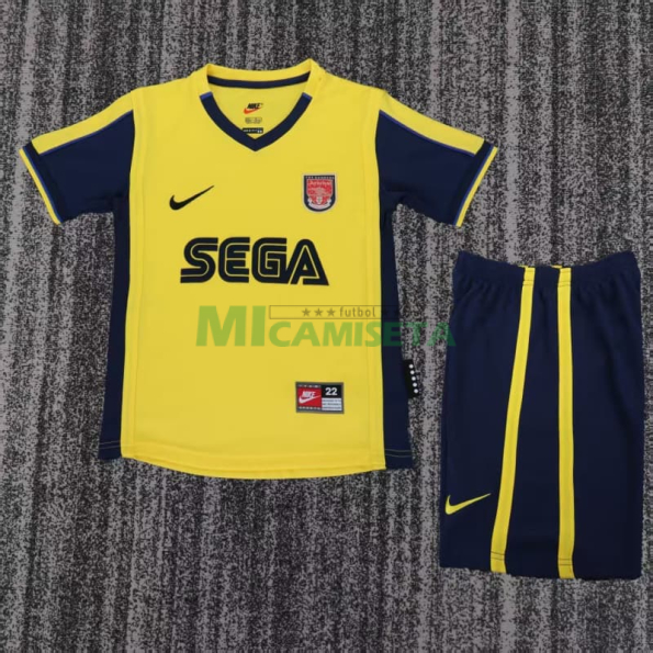 Camiseta Arsenal Segunda Equipación Retro 2000/01 Amarillo/Negro Niño Kit