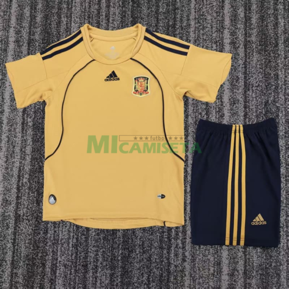 Camiseta España Segunda Equipación Retro 2008 Amarillo Niño Kit