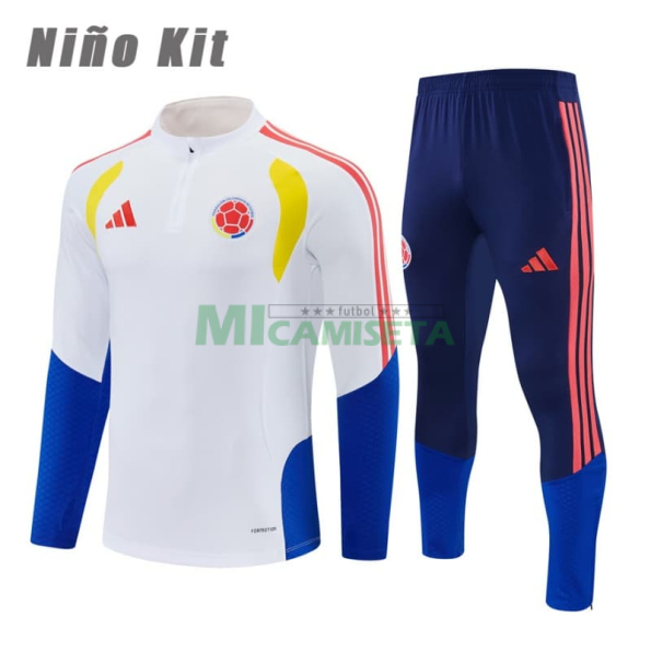 Sudadera de Entrenamiento Colombia 2026 Niño Kit Blanco