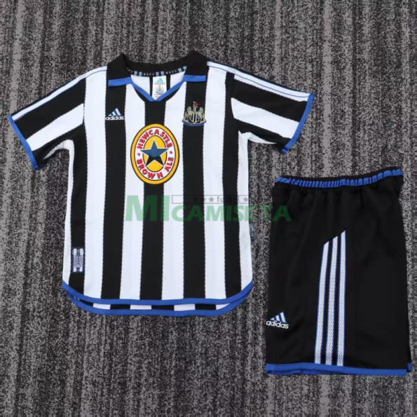 Camiseta Newcastle United Primera Equipación Retro 1999/00 Negro/Blanco Niño Kit