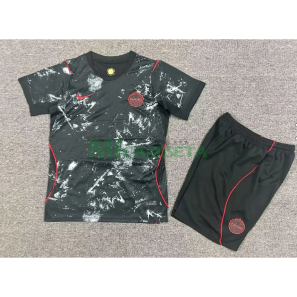Camiseta Canada Segunda Equipación Mundial 2026 Negro Niño Kit