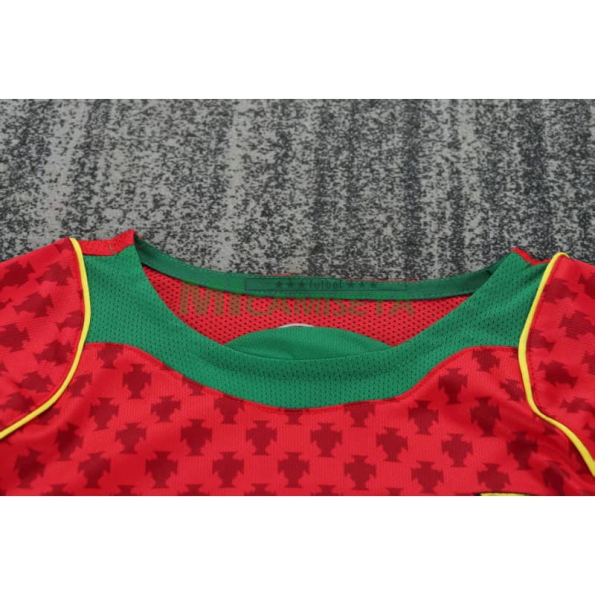 Camiseta Portugal Primera Equipación Retro 2004 ML Rojo/Verde Niño Kit