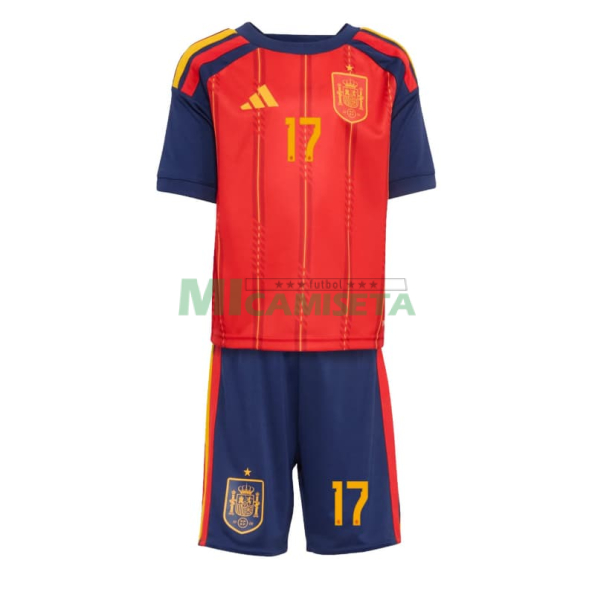 Camiseta Williams Jr 17 España Primera Equipación 2026 Rojo/Azul Niño Kit