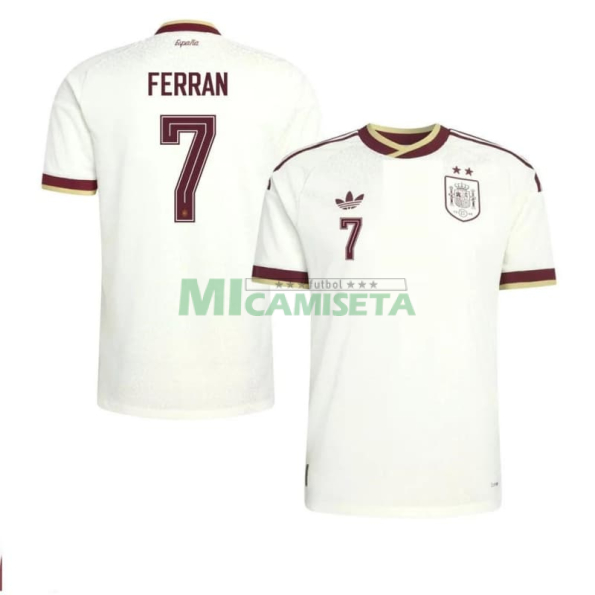 Camiseta Ferran 7 España Segunda Equipación Mundial 2026 Blanco 2 Estrellas