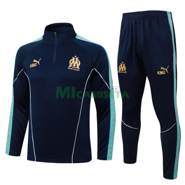 Sudadera De Entrenamiento Olympique Marsella 2025/2026 Kit Azul Marino/Turquesa
