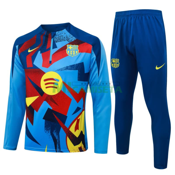 Sudadera De Entrenamiento Barcelona 2025/2026 Kit Azul/Amarillo/Rojo con Estampado