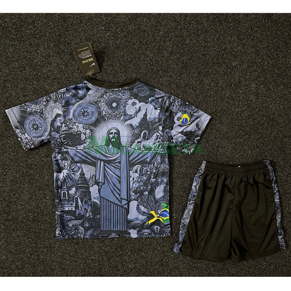 Camiseta Brasil 2024 Especial Edición Negro/Gris Niño Kit