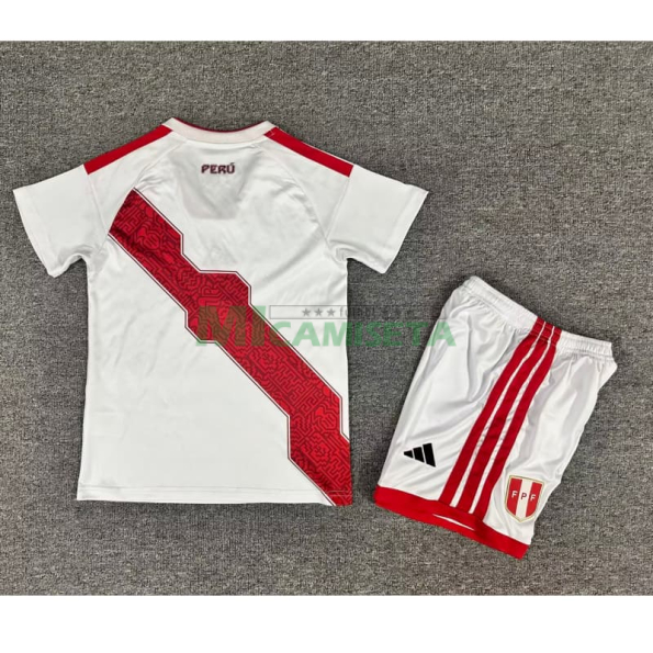 Camiseta Perú Primera Equipación Mundial 2026 Blanco Niño Kit