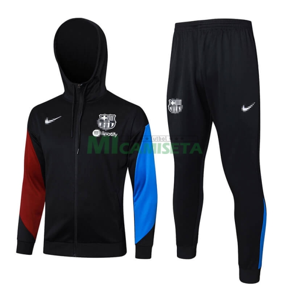 Chaqueta Barcelona 2024/2025 Con Capucha Negro/Rojo/Azul