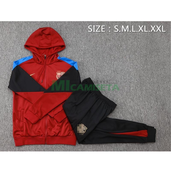 Chandal Barcelona 2024/2025 Con Capucha Rojo Oscuro/Azul