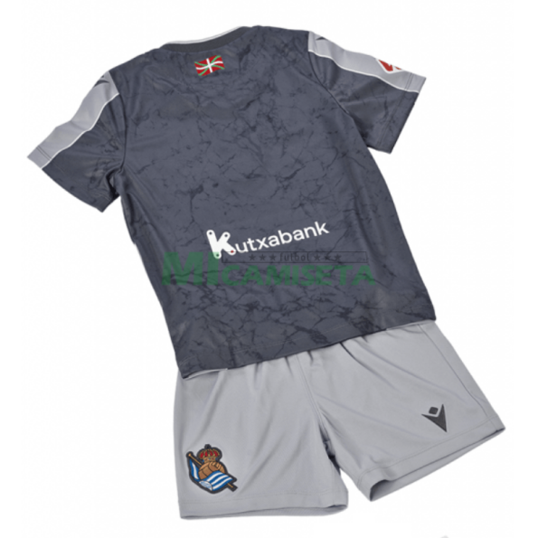 Camiseta Real Sociedad Segunda Equipación 2025/2026 Azul Marino/Gris Niño Kit con Parche La Liga