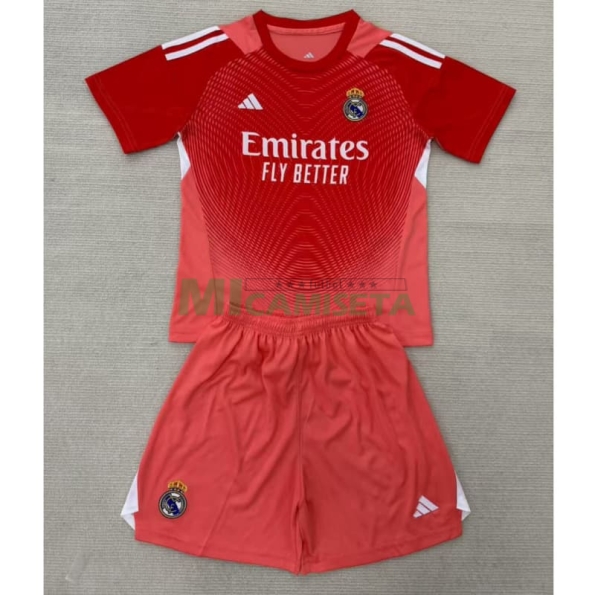 Camiseta de Portero Real Madrid 2025/2026 Rojo Niño Kit