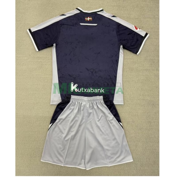 Camiseta Real Sociedad Segunda Equipación 2025/2026 Azul Marino/Gris Niño Kit con Parche La Liga