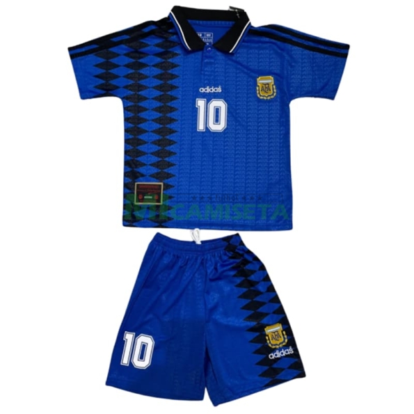 Camiseta MARADONA 10 Argentina Segunda Equipación Retro 1994 Niño Kit