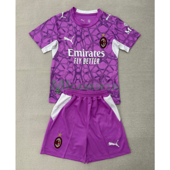 Camiseta de Portero AC Milan Segunda Equipación 2026/2027 Rosa Niño Kit