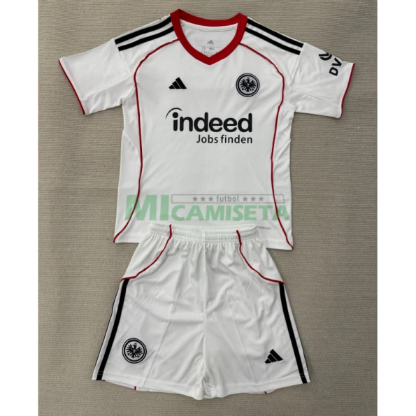 Camiseta Eintracht Fráncfort Segunda Equipación 2025/2026 Blanco Niño Kit