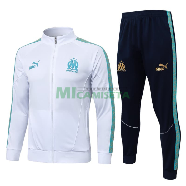 Chandal Olympique Marsella 2025/2026 Blanco con Estampado en Manga
