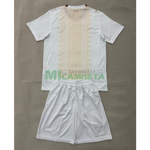Camiseta Marruecos Segunda Equipación Mundial 2026 Blanco/Oro Niño Kit