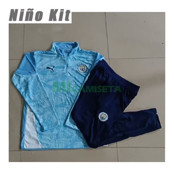 Sudadera De Entrenamiento Manchester City 2025/2026 Niño Kit Azul Claro con Estampado